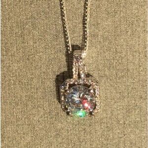.925 Sterling Silver Plated Necklace and AAA CZ Pendant